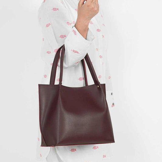 Daily Tote Bag Maroon - astorebags.pk