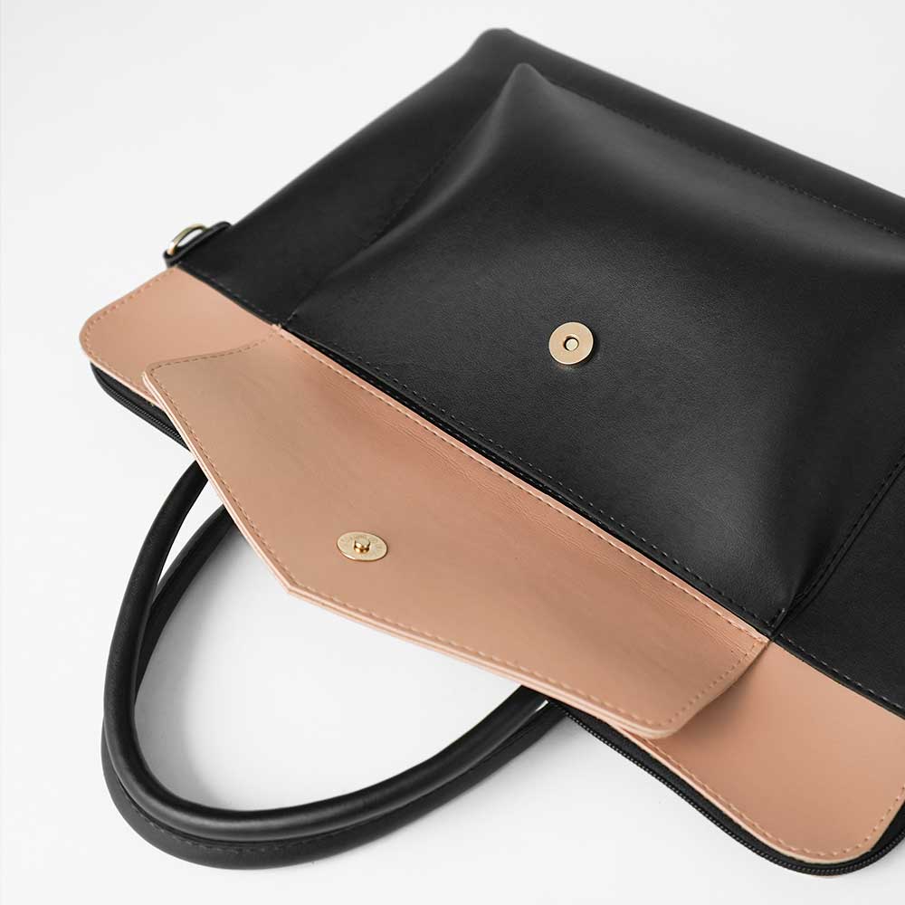 Sack Laptop Bag (Black & Peach) - astorebags.pk