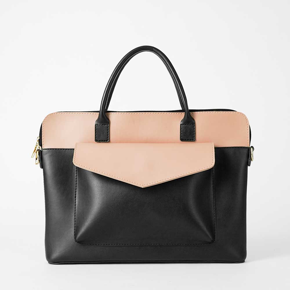 Sack Laptop Bag (Black & Peach) - astorebags.pk